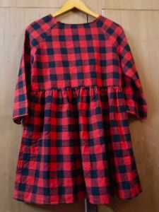 Red and Black Plaid Babydoll Dress