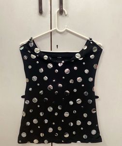 Polka Dot Tank Top with Owl Neck
