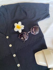 Black Button-Down Top