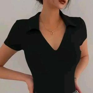 Chic Black Polo Top