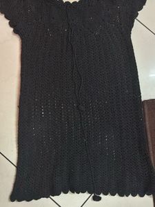 Black Crochet LongTop