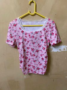 Floral Ribbed Top