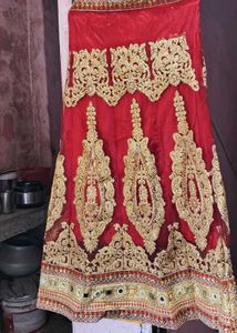 Red & Gold Embroidered Lehenga