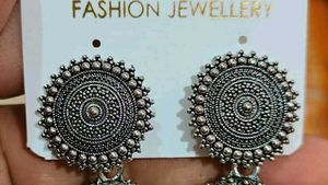 Silver Tone Jhumka Earrings