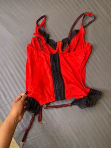 Red &amp; Black Corset  Set😍
