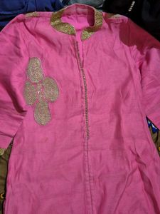 Pink Embroidered Kurta