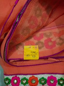Crepe Silk Saree With Colorful Thread And Gold Thr