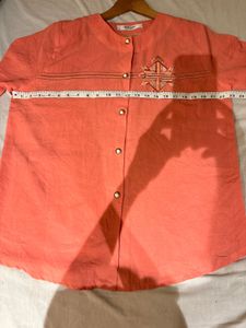 Vintage Coral Button-Down Top