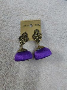 Jhumka Earrings Violet Purple