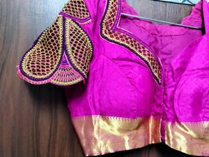 Pure Silk Maggam Blouse With Cutwork Design