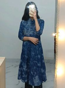 Stylish Blue Tie-Dye Kurti