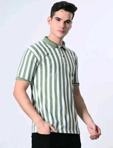 Striped Polo Neck Tshirt