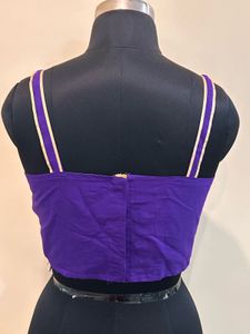 Purple Striped Shell Crop Top