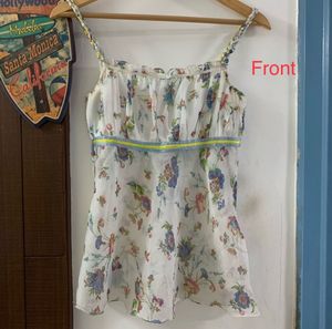 White Floral Print Tank Top