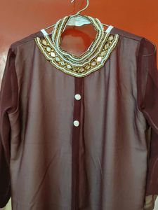 Collar Pearls Georgette Kurti...