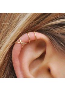 korean style metal cuff earrings gold piercing set