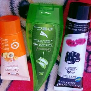 Combo Of Aelovera Gel, Charcoal Facemask And Scrub
