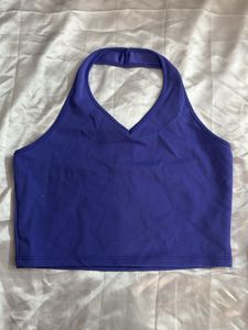 Blue Halter Crop Top