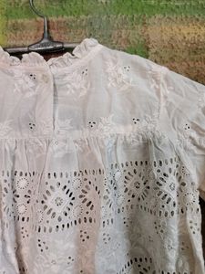 White Embroidered Eyelet Top