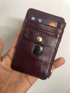 Burgundy Leather Card Holder Wallet