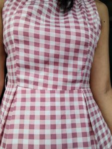 Girls Pink Checkered Dress