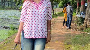 White &amp; Pink Polka Dot Top