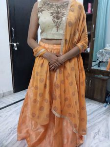 Leight Weight Elegant Orange Lehenga Choli Set. ✨