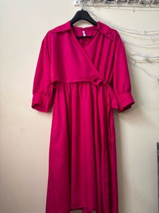 Pink Wrap Midi Dress