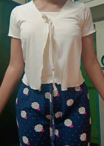 White Tie Front Crop Top