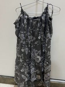 Women Floral Sleeveless Grey Dress