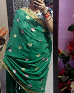Emerald Green Floral Saree