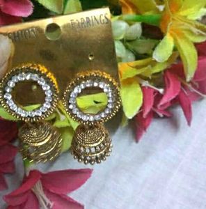Golden Jhumka Earrings