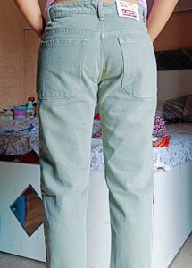 Olive Green Straight Leg Jeans