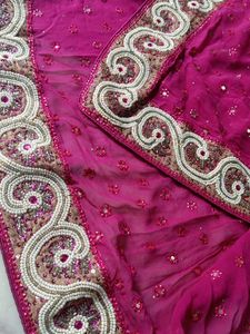 Pink Embellished Saree