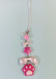 Handmade Cat Paw Phone Charm with Star and Bow