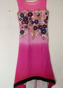 Pink Floral Embellished Dress