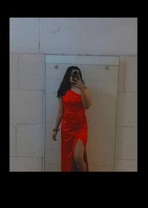 Elegant Red Slit Gown