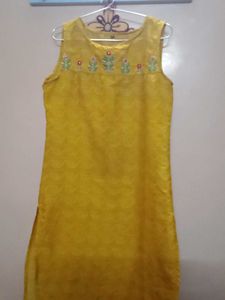 Yellow Embroidered Kurta