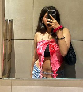 Pink floral scarf tube top - newme