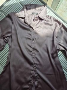 Elegant Mauve Satin Shirt