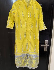 Beautiful formal lemon yellow kurta from W