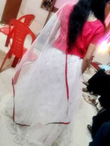 Elegant Pink &amp; White Lehenga Set
