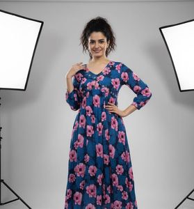 Alia kurti , premium Chinon with mul cotton lining