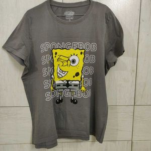 SpongeBob Graphic Oversized Tee – Grey