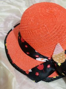 Orange Hat With Black Ribbon