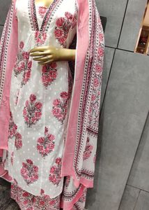 Heavy Cotton Embellished kurta Set With Dupatta