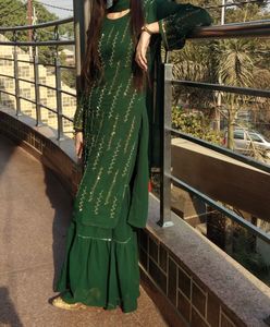 Sharara Dress (bottle Green Colour)