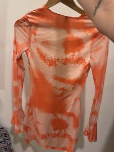 Orange Tie-Dye Mini Dress