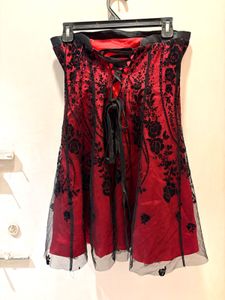 Elegant Red &amp; Black Corset Mini Dress
