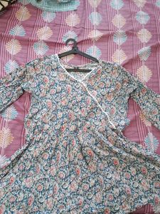 Floral Print Blue Dress